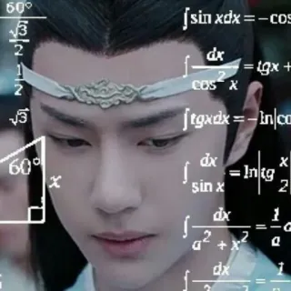 🧐 homem, matemática, equações, trigonometria, asiático, cálculo whatsapp sticker
