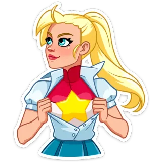 🦸‍♀ super-herói, menina, estrela, desenho animado, loira, mulher telegram sticker