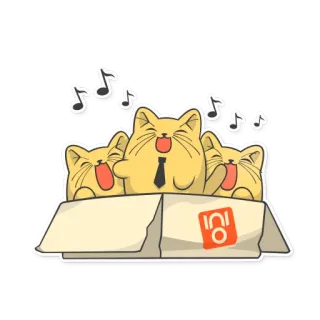 😸 kucing, kucing, kotak, bernyanyi, not, kartun whatsapp sticker