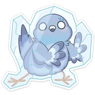 🥶 chim, đông lạnh, băng, phim hoạt hình, động vật, bồ câu telegram sticker
