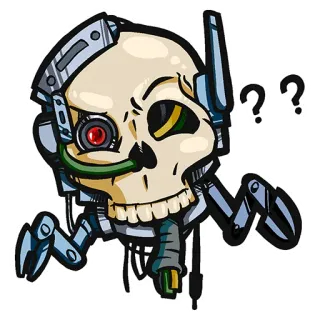 🤷‍♀️ Roboter, Schädel, Cyberpunk, Android, Maschine, Frage, Mechanisch telegram sticker