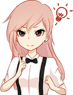 🤔 ragazza anime, carino, lampadina, illustrazione, cartone animato whatsapp sticker