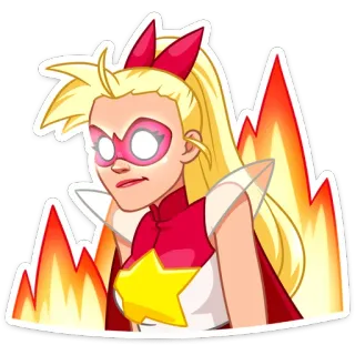👿 super-herói, desenho animado, mulher, estrela, fogo, capa telegram sticker