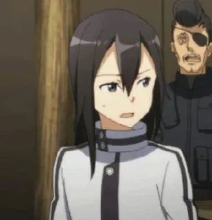 ✨ Anime, Suguha Kirigaya, Sword Art Online, Nhân vật, Nghiêm túc, Biểu cảm, Cô gái Anime telegram sticker