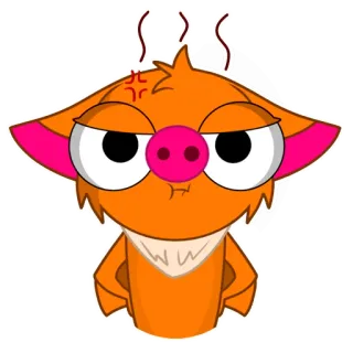 😡 Мультфильм, Злой, Оранжевый, Животное, Ворчливый, Смешной, Расстроенный, Персонаж whatsapp sticker