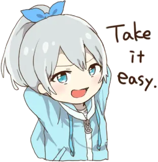 😏 Take it easy. Аниме, Не спеши, Мультфильм, Чиби, Расслабленный telegram sticker