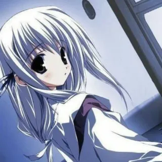 😍 anime, ragazza, capelli bianchi, carina telegram sticker