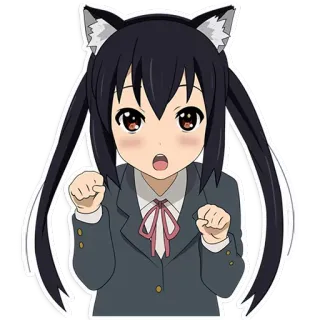 😳 Azusa Nakano K-On! Anime, Cartone animato, Orecchie da gatto, Kawaii, Carino, Uniforme scolastica, K-On telegram sticker