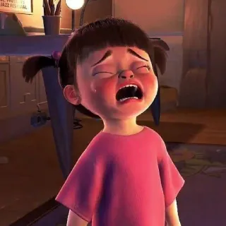 🍀 Boo Monsters, Inc. llorando, triste, enfadado, boo, monsters inc, disney, pixar, animación telegram sticker
