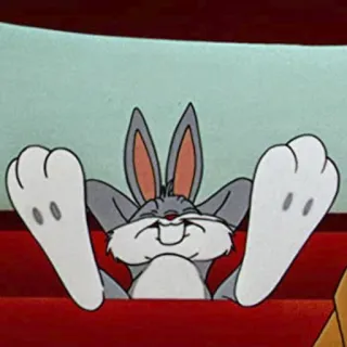 🙂 Bugs Bunny Dessin animé, Lapin, Relaxant, Détente, Lapin telegram sticker