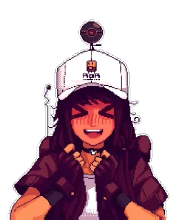 😃 AOA Anime, Ragazza, Pixel art, Cappello telegram sticker