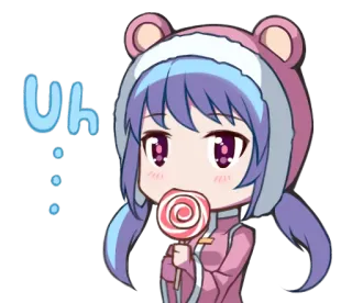 😑 Uh... Anime, Permen lolipop, Imut, Gadis, Chibi, Kartun telegram sticker