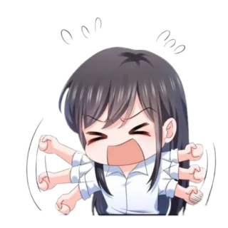 😖 zły, krzyczący, sfrustrowany, zdenerwowany, kreskówka, anime, dziewczyna telegram sticker