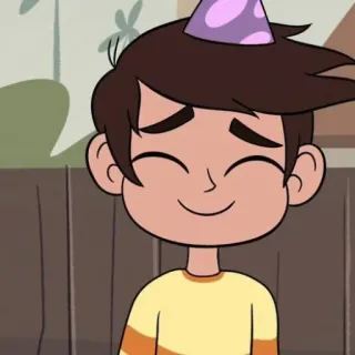 💫 Marco Diaz Star vs. the Forces of Evil dibujos animados, sonriendo, niño, gorro de fiesta, feliz whatsapp sticker