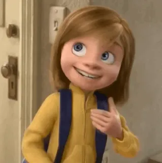 🤖 Riley Andersen Inside Out animato, cartone animato, personaggio, ragazza, sorriso telegram sticker