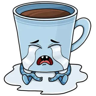 😭 café, tasse, pleurer, triste, renversé, émotionnel, boisson, boisson whatsapp sticker