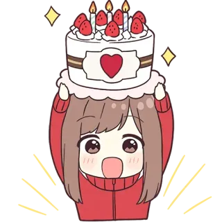 🎂 kuchen, geburtstag, feier, mädchen, anime telegram sticker