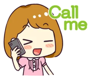 📞 Call me call, girl, phone, cartoon whatsapp sticker