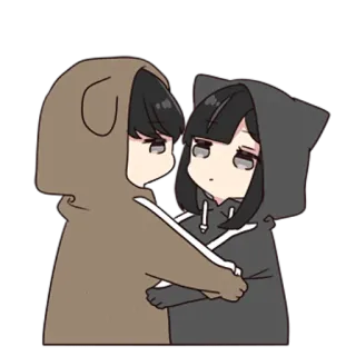 😄 Anime, Mono, Pareja, Sudadera con capucha, Dibujos animados, Perro, Gato telegram sticker