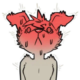 😱 furry, anthropomorphic, blushing, anxious, nervous, sweating, red face, embarrassed whatsapp sticker