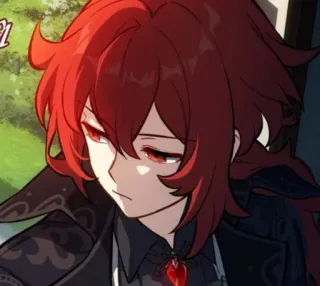 🌟 Diluc Genshin Impact anime, game, rambut merah, fantasi whatsapp sticker