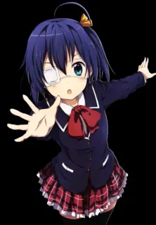 🤚 Rikka Takanashi Love, Chunibyo & Other Delusions! Anime, Desenho animado, Personagem, Tapa-olho, Uniforme escolar, Bonito, Garota telegram sticker