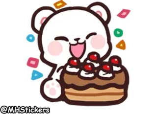 🎂 @MHStickers bear, cake, sweet, dessert, animal, cute whatsapp sticker