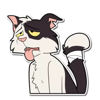 😩 gato, desenho animado, animal, cansado, exausto, sonolento, língua de fora, adesivo telegram sticker