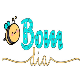 🌞 Bom dia abelha, bom dia, cumprimento, fofo, corações, tipografia telegram sticker