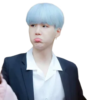🙁 Suga kpop, bts, suga, min yoongi, idol, piosenkarz, niebieskie włosy telegram sticker