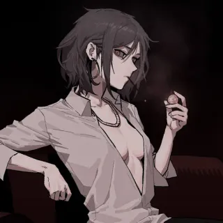 ⌛️ woman, smoking, anime, portrait, girl telegram sticker
