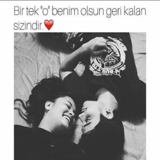 💕 Bir tek "o" benim olsun geri kalan sizindir. Liebe, Paar, Beziehung, Zuneigung, Glück, Romantik telegram sticker