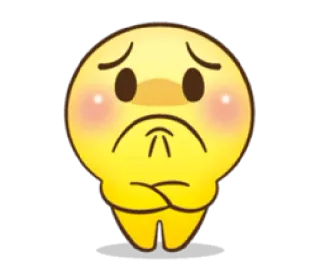 ☹ Emoji, smutny, zły, zmartwiony, żółty, kreskówka, słodki whatsapp sticker