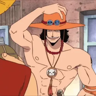 🗝️ Portgas D. Ace One Piece 애니메이션, 캐릭터, 해적, 모자, 해골, 목걸이, 원피스 telegram sticker