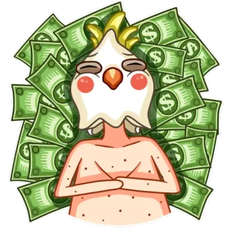 💵 dinero, rico, efectivo, moneda, pájaro, riqueza telegram sticker
