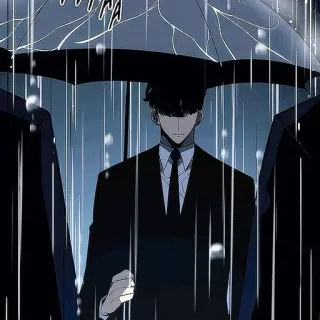 💠 Manhwa, Anime, Pria, Hujan, Payung, Setelan whatsapp sticker