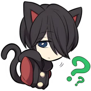 🧐 anime, chibi, cat, question, cartoon, cute telegram sticker