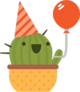 ☺️ cactus, compleanno, festa, palloncino, pianta, celebrazione, carino telegram sticker