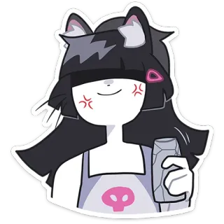 😠 chica gato, anime, chica, enojada, cráneo telegram sticker