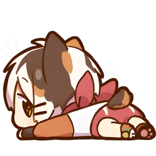 🫠 zzz gato, chibi, anime, sonolento, fofo, deitado whatsapp sticker