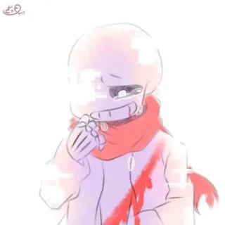 ❤️ Sans Undertale 骨, 泣く, マフラー, 血, ファンアート, 悲しい, Undertale telegram sticker