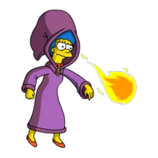 ☄️ Marge Simpson The Simpsons Marge Simpson, Simpsons, mage, witch, fireball, cartoon telegram sticker