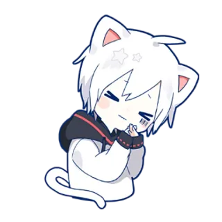 ☺️ cat, anime, manga, cute, kawaii, white cat, cartoon cat telegram sticker