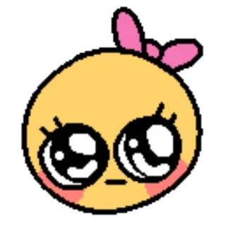 🥺 süß, Emoji, Kawaii, Schleife, rosa, gelb telegram sticker