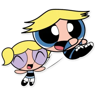 😄 Bubbles The Powerpuff Girls Cartoni animati, Sorelle, Supereroe, Volante, Carino telegram sticker