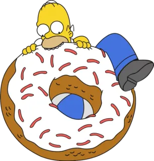 😊 Homer Simpson The Simpsons donut, cartoon, food, eating, funny whatsapp sticker