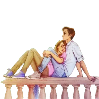 😌 casal, amor, romance, ilustração, afeição, relacionamento, união telegram sticker