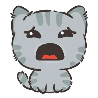 🐱 cat, sad, grey, animal, cartoon, sticker, cute telegram sticker