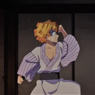🥔 Zenitsu Agatsuma Demon Slayer Anime, Demon Slayer, Zenitsu, Verängstigt, Geschockt, Charakter, Animation whatsapp sticker