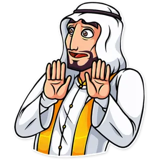 😧 pria, arab, orang, pakaian tradisional, kartun telegram sticker
